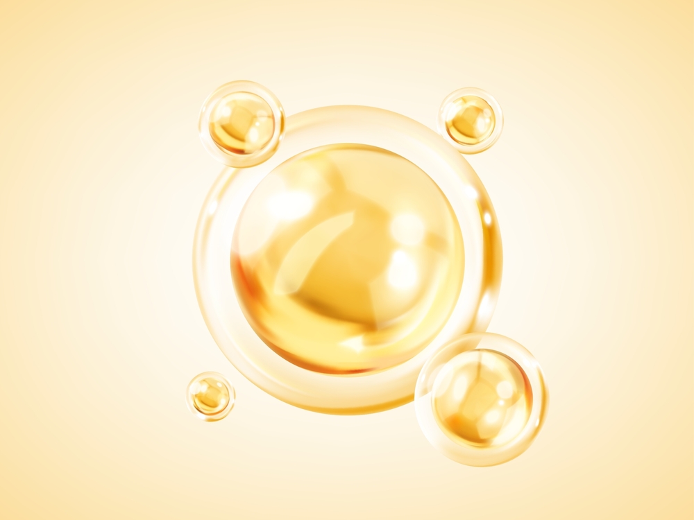 Transparent,Golden,Liquid,Bubbles.,Golden,Yellow,Bubble,Oil,Or,Serum